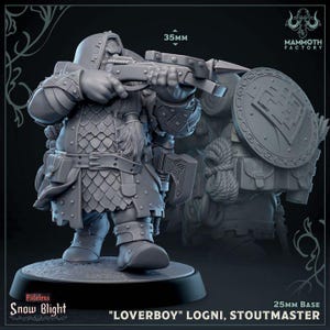 DnD | Pathfinder | TTRPG Loverboy - Male Dwarf Ranger | Fighter | Rogue Unpainted Miniature