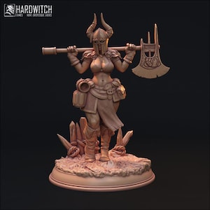 DnD | Pathfinder | TTRPG Hero - Linda Female Human Barbarian | Fighter | Warrior Unpainted Miniature