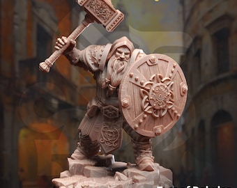 DnD | Pathfinder | TTRPG  Tors of Delvdor - Male Dwarf Cleric| Fighter | Paladin Unpainted Miniature