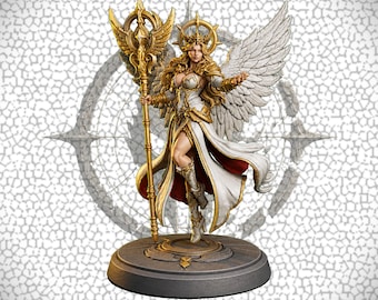 DnD | Pathfinder | TTRPG Hero - Seraph of the Fractured Halo, Female Human Wizard, Sorcerer, Warlock, Monk, Fighter Unpainted Miniature