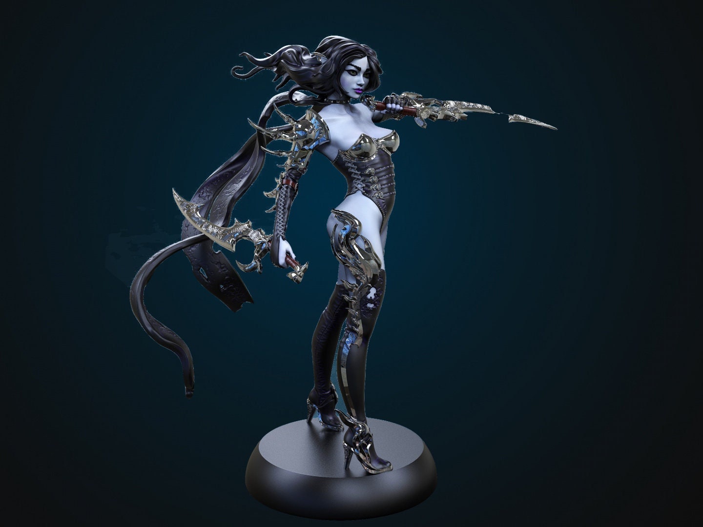 DnD Female Dark Elf Assassin/Rogue/Warlock Unpainted Miniature