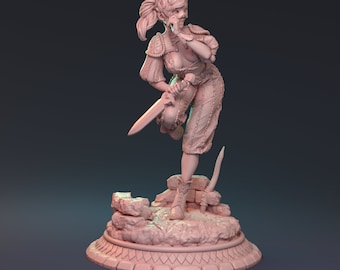 DnD | Pathfinder | TTRPG Female Human Rogue | Bard | Assassin Unpainted Miniature