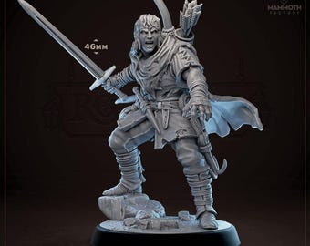 DnD | Pathfinder | TTRPG Male Human Rogue | Fighter | Ranger | Bandit Unpainted Miniature