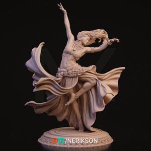 DnD - TTRPG - Pathfinder Miniatura sin pintar de monja/guerrera/bailarina humana femenina