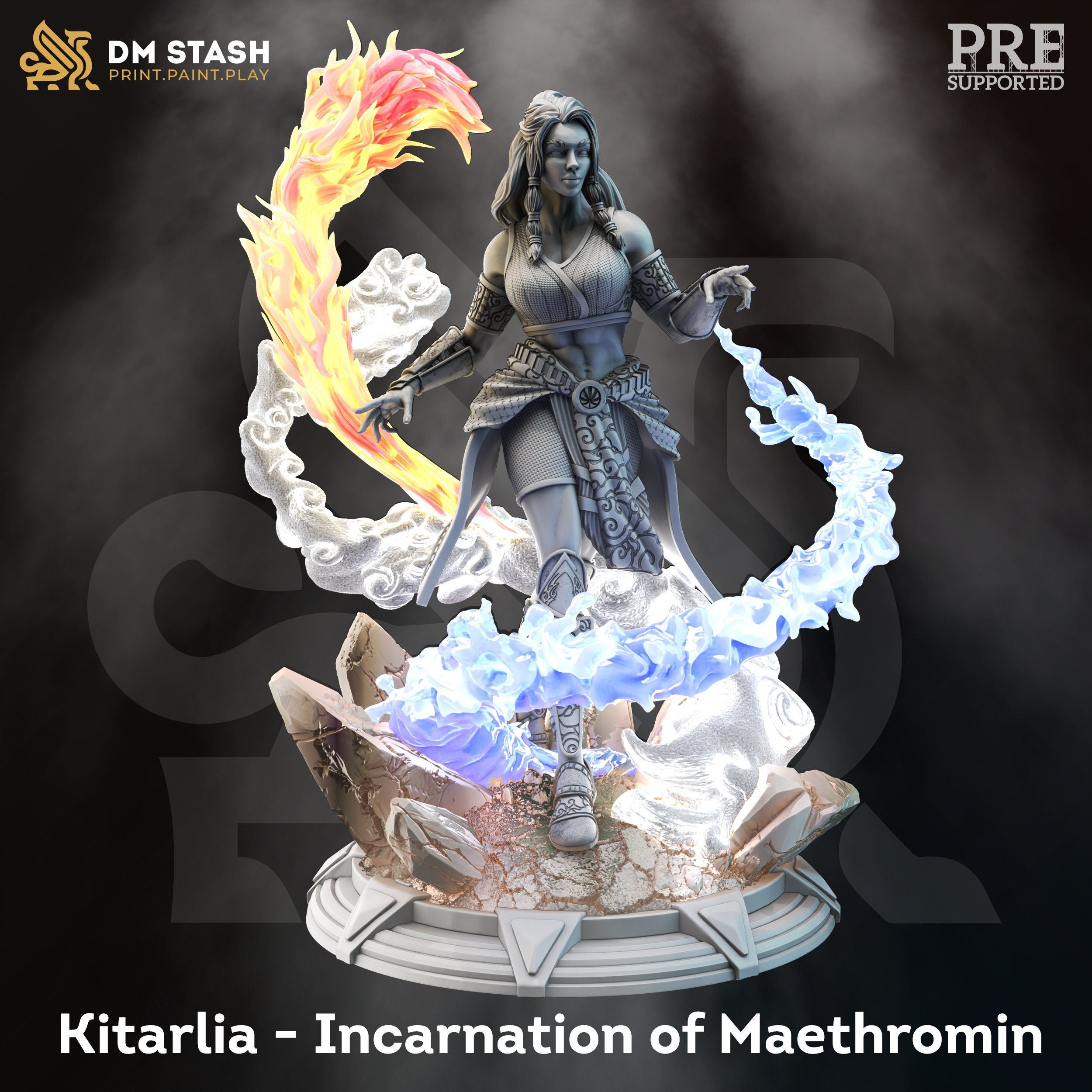 Dnd Female Sorcerer Elemental Sorcerer Unpainted Miniature Etsy