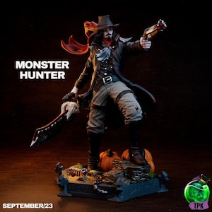 DnD | TTRPG | Pathfinder - Male Human Monster Hunter | Fighter | Ranger | Gunslinger Unpainted Miniature