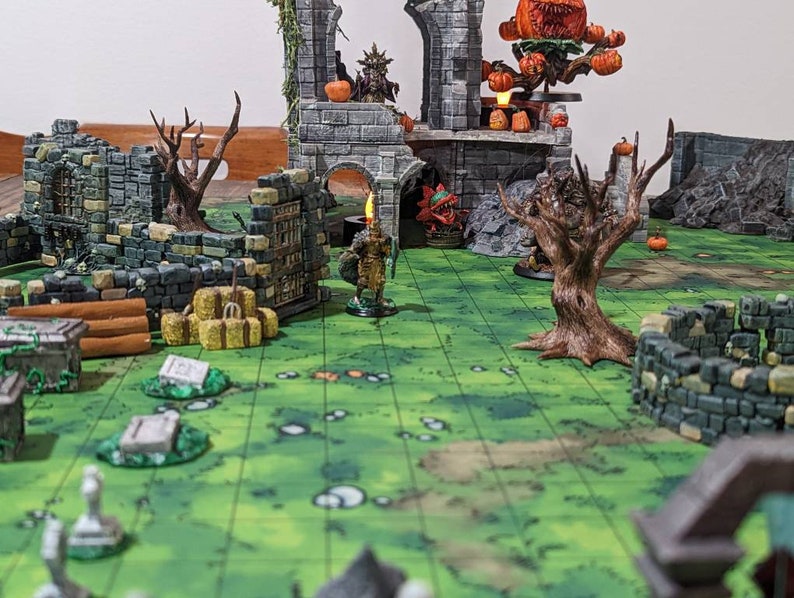Dnd TTRPG Pathfinder Halloween Scene Graveyard Ruins Etsy