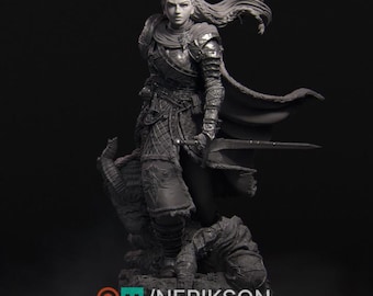 DnD | TTRPG | Pathfinder Female Human Paladin | Fighter | Warlock Unpainted Miniature