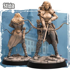 DnD - TTRPG - Pathfinder Hero - Stiga Human Female Archer | Ranger | Fighter | Rogue Unpainted Miniature