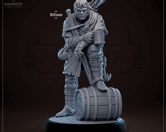 DnD | Pathfinder | TTRPG Male Human Rogue | Fighter | Ranger | Bandit Unpainted Miniature
