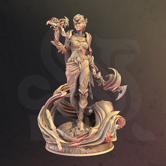 DnD | TTRPG | Pathfinder Hero - Rylena, Elven Spellblade Female Elf Warlock, Wizard, Sorcerer, Fighter, Druid, Monk Unpainted Miniature
