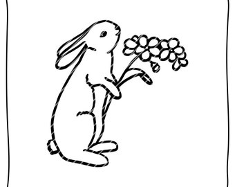 Plotterdatei Hase mit Blume Ostern Laserdatei SVG PNG DXF