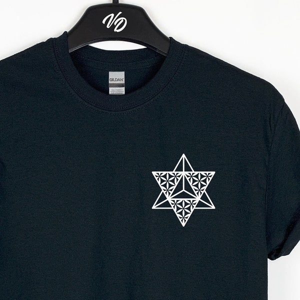 Merkaba con Fiore della vita T-shirt geometria sacra, camicia minimalista, spiritualità, regalo mistico