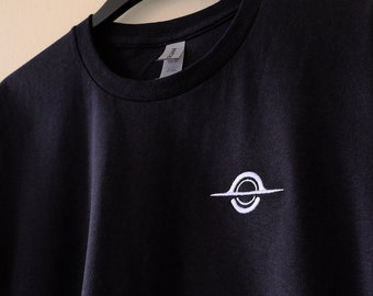 Embroidered Black Hole minimalist Tshirt, black hole tshirt , Astronomy, Astrophysics, Space lover gift, Quality design.