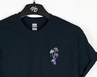 Embroidered Magic Mushrooms Tshirt Mystical shirt Cool gift Microdose psychedelic mushroom Psychedelic art
