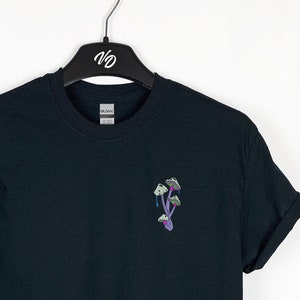 Embroidered Magic Mushrooms Tshirt Mystical shirt Cool gift Microdose psychedelic mushroom Psychedelic art