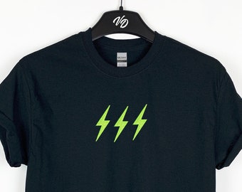 Embroidered Neon Lightning bolts tshirt - Choose your neon colour, dope design, cool gift