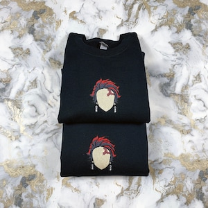 Embroidered Tanjiro Kamado Anime Sweatshirt or Hoodie, Anime art, Dope design, Embroidery, Cool gift