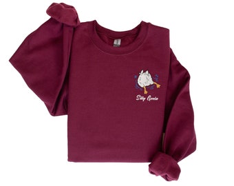 Embroidered Silly Goose Sweatshirt, Unique design, Goose Crewneck Sweatshirt, Funny Sweatshirt, Duck Sweatshirt