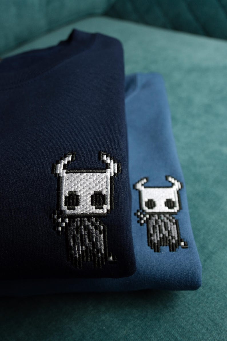 Embroidered Hollow Knight Tshirt/ Jumper, Pixel art, Gamer Hoodie, Indie game, Gamer gift, Quality design image 3