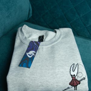 Embroidered Hollow Knight Silksong Tshirt/ Jumper, Pixel art, Gamer Hoodie, Indie game, Gamer gift, Quality design image 3