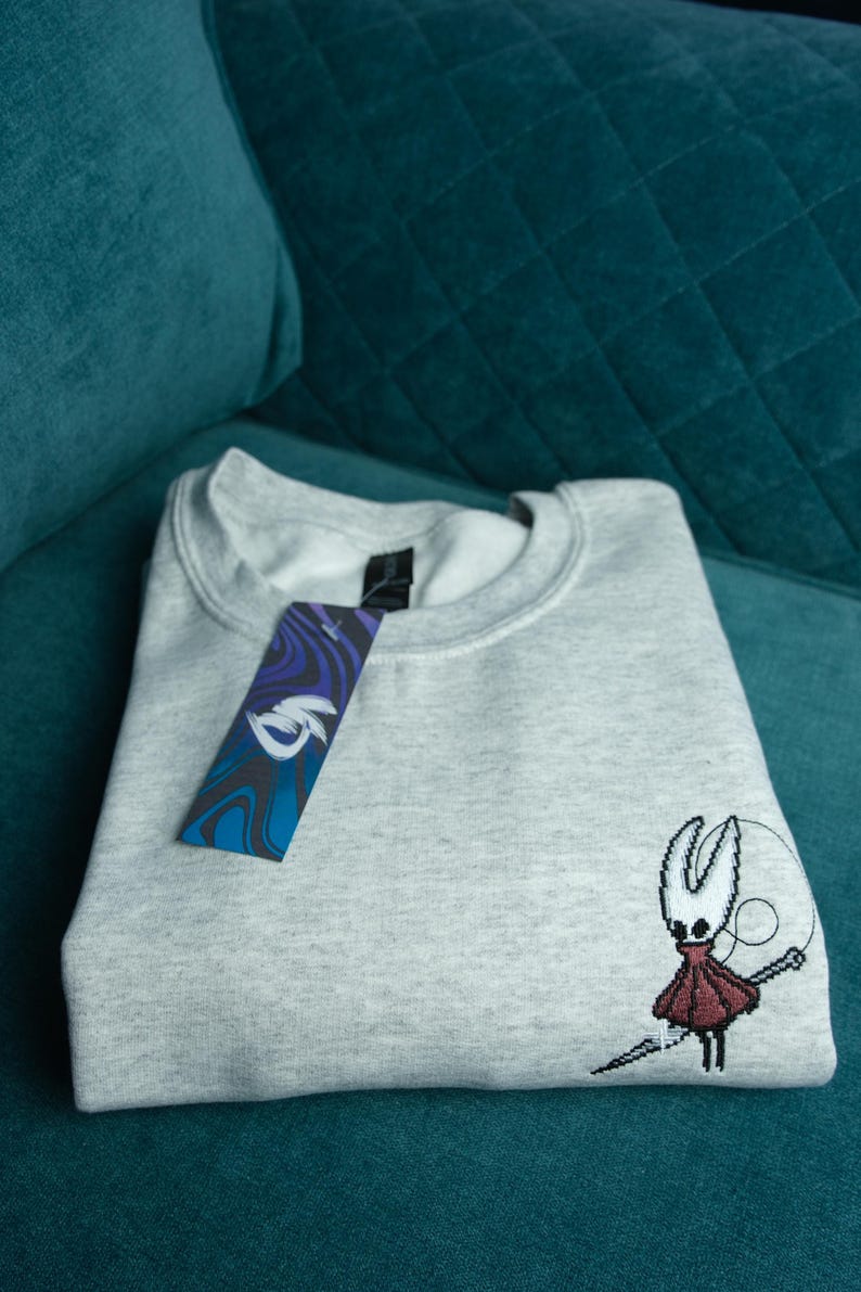 Embroidered Hollow Knight Silksong Tshirt/ Jumper, Pixel art, Gamer Hoodie, Indie game, Gamer gift, Quality design image 3