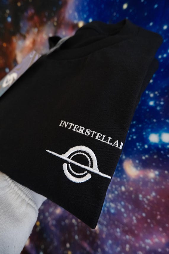 Interstellar Embroidered Minimalist Tshirt, Black Hole Tshirt 