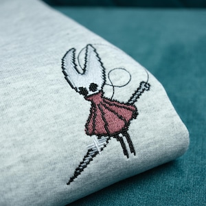 Embroidered Hollow Knight Silksong Tshirt/ Jumper, Pixel art, Gamer Hoodie, Indie game, Gamer gift, Quality design image 4