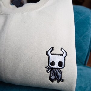Embroidered Hollow Knight Tshirt/ Jumper, Pixel art, Gamer Hoodie, Indie game, Gamer gift, Quality design image 7