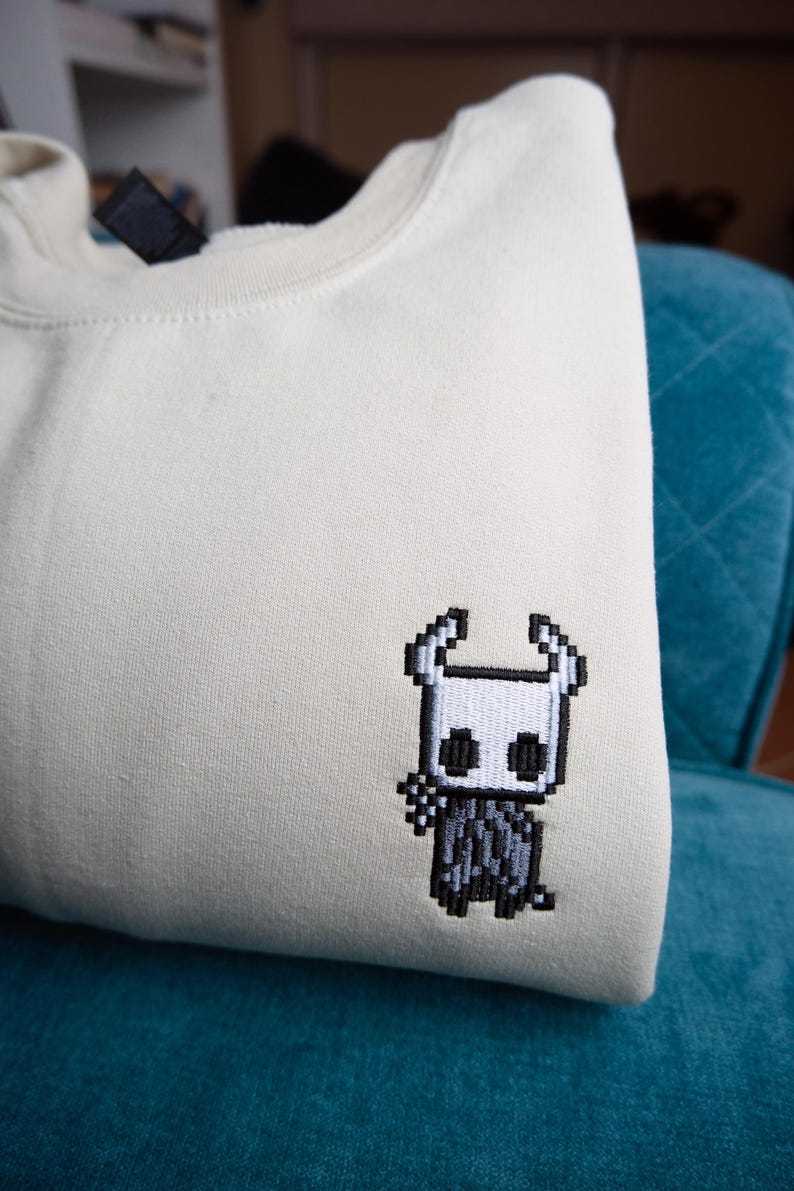 Embroidered Hollow Knight Tshirt/ Jumper, Pixel art, Gamer Hoodie, Indie game, Gamer gift, Quality design image 7