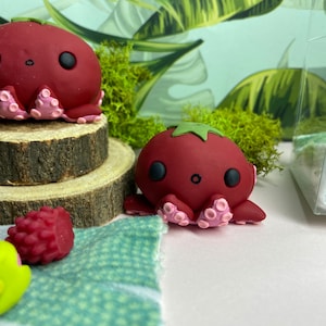 Adopt an Octomato! Tiny miniature octopus/tomato figurine.
