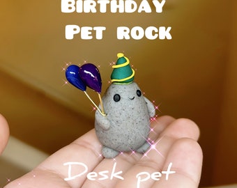 BIRTHDAY Rock Pet. Comes with adoption certificate, a birthday sign, small toy and a cupcake