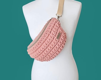 Handmade Crochet Bumbag | Eco-Friendly Cotton Crossbody bag for festivals and hands-free travels | practical gift for dog lovers or busy mum