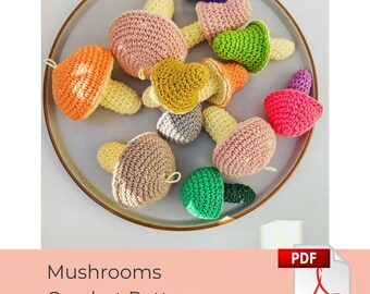 Haakpatroon paddenstoel: amigurumi-zakspeelgoed (pdf-patroon)