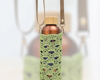 Crochet Water Bottle Holder | Wine Bottle Cosy Handmade in UK | Festival Drink Carrier
