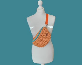 Crochet Bumbag UK | Handmade Festival Bag | Recycled Cotton Crossbody | Chunky Crochet Fanny Pack | Boho Summer Waist Bag