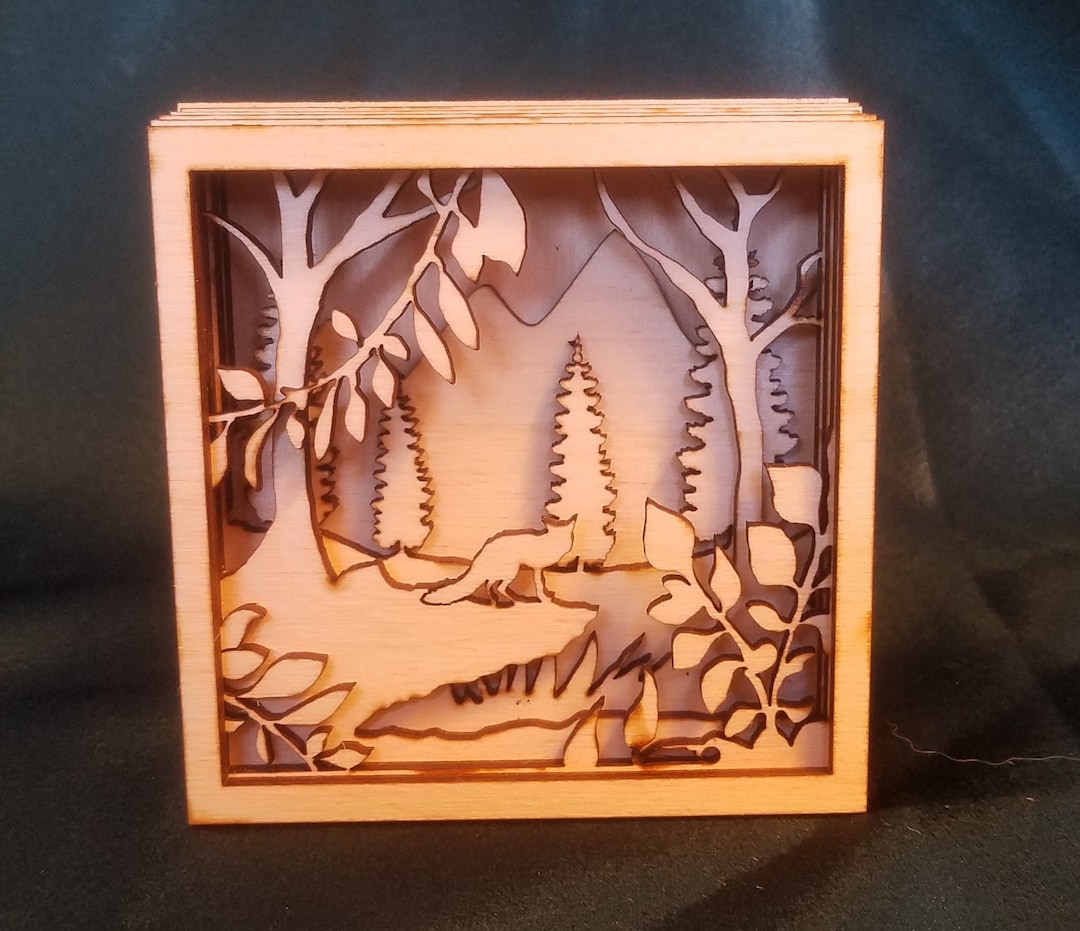 FOX FOREST Shadow Box Scene | Painted or as Kit - Etsy