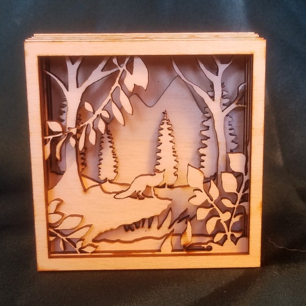 FOX FOREST Shadow Box Scene | Painted or As Kit