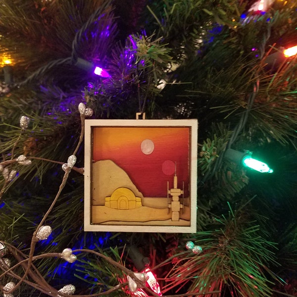 TATOOINE SUNSET Shadow Box Ornament | Painted or As Kit