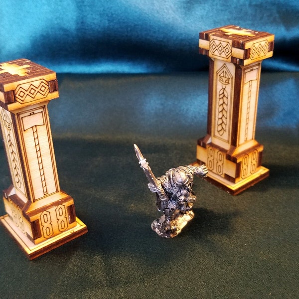 DWARF Pillars | Pair of Lasercut Pillars for DnD | Warhammer | Tabletop RPG's | Fantasy Games