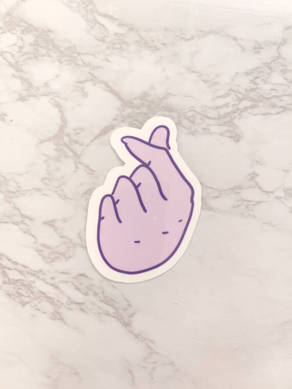 Finger Heart Emoji Vinyl Waterproof Sticker Etsy