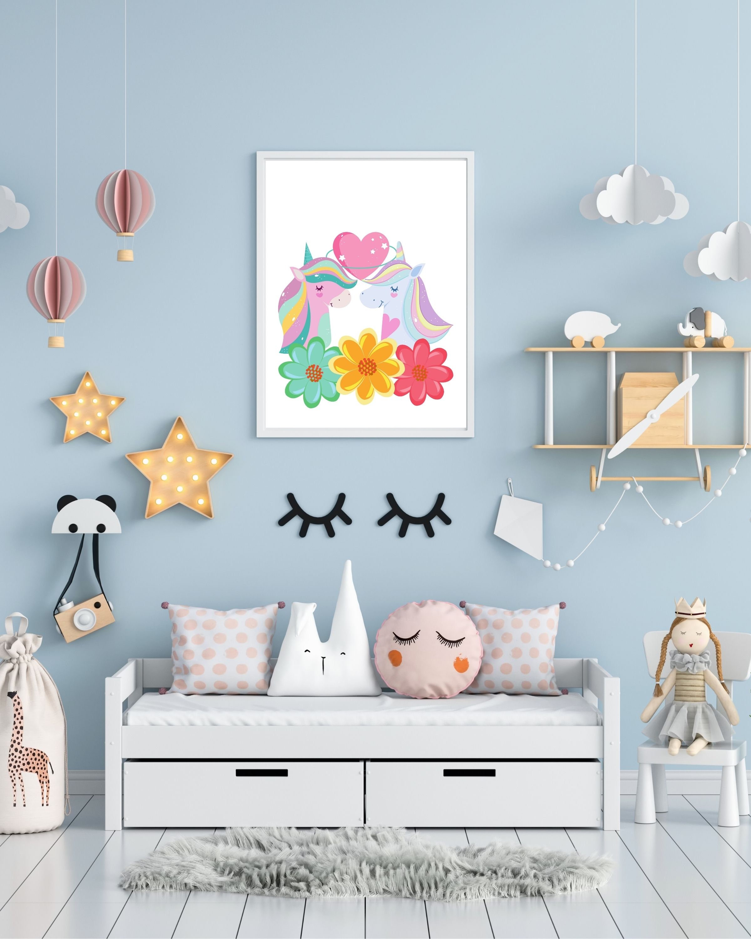 Unicorn wall art Printable unicorn art Girls room decor Etsy