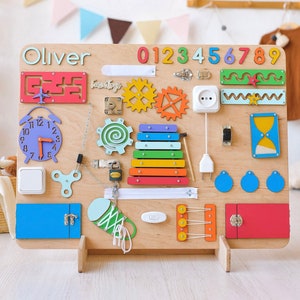 Toddler Busy Board, Montessori Toys, Personalized Gifts For Kids, 1st Birthday Gift Boy, Toddler Gift Girl, Sensory Board, Educational Toy