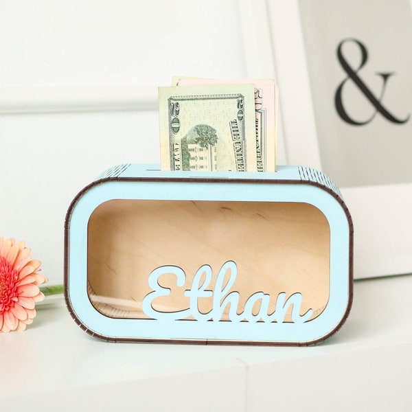 Wooden Coin Bank Etsy