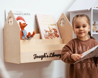 Étagère pour enfant, meubles Montessori, bébé garçon fille personnalisé, enfants, cadeau pour tout-petit, étagère pour chambre de bébé, étagère Montessori, bibliothèque en bois