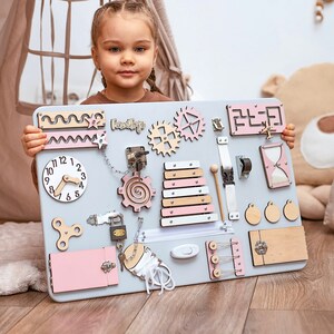 Personalized Busy Board For Toddler Montessori Educational Sensory Board, Activity Developing Toy, Personalized Large Sensory Activity Board