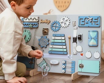 Tableau animé personnalisé pour bébé, cadeau unique de 1er anniversaire de bébé, jouets en bois Montessori pour tout-petits, jouets éducatifs pour bébé garçon et fille 1 an