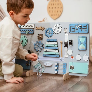 Personalized Busy Board for Baby Unique 1st Birthday Gift, Montessori Wooden Toys for Toddler, Educational Baby Boy Girl Toys for 1 Year Old