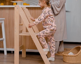 Montessori Foldable Kitchen Tower Toddler Learning Furniture  Foldable Learning Tower, Kids Toddler Furniture, Montessori Furniture