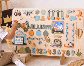 Großes Busy Board, Kleinkind Aktivitätsboard, Montessori Sensorisches Brett, Holz Sensorisches Board, Busy Board 1 Jahr alt für Mädchen, Jungen Baby Kinder Kind